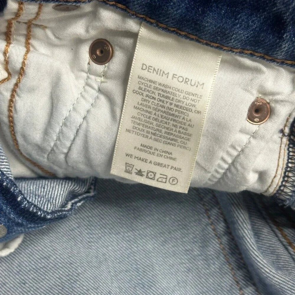 Denim Forum x REVOLVE Blue High-Rise Straight Leg Cropped Jeans 26